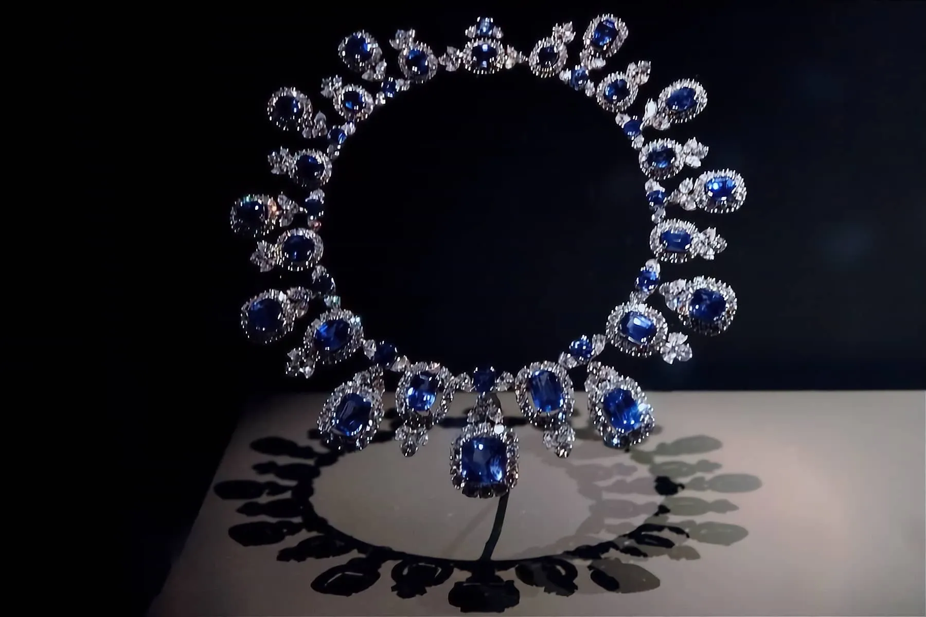 Regal Blue Sapphire and Diamond Necklace